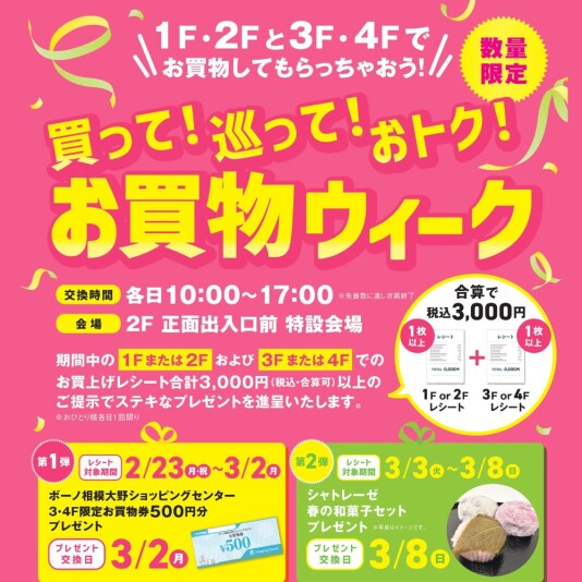 2/23（月・祝）～3/8（日）買って！巡って！おトク！お買物ウィーク